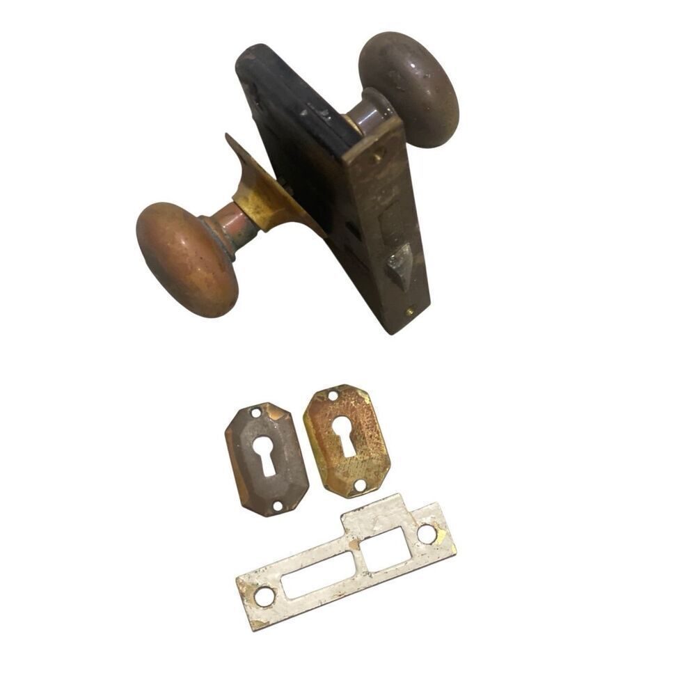 Antique Metal Door Knobs Brass Plates and Mortise